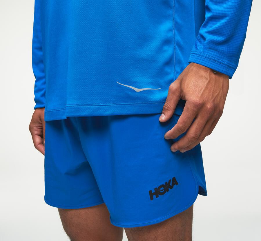 Top Hoka One One Hombre Azules - Performance Long Sleeve - CGAM13798